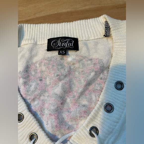 Vintage Y2K AFFLICTION CHEETAH SKULL LACE UP LONG SLEEVE TOP XS NWT RARE HTF - Picture 4 of 5